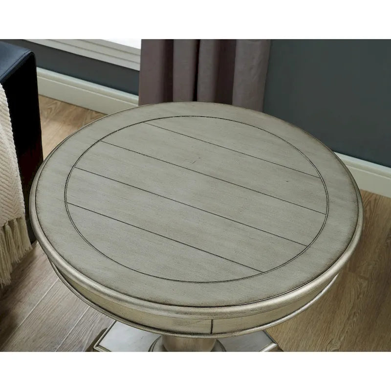Black Round Wood Pedestal Side Table