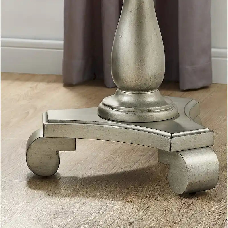 Black Round Wood Pedestal Side Table