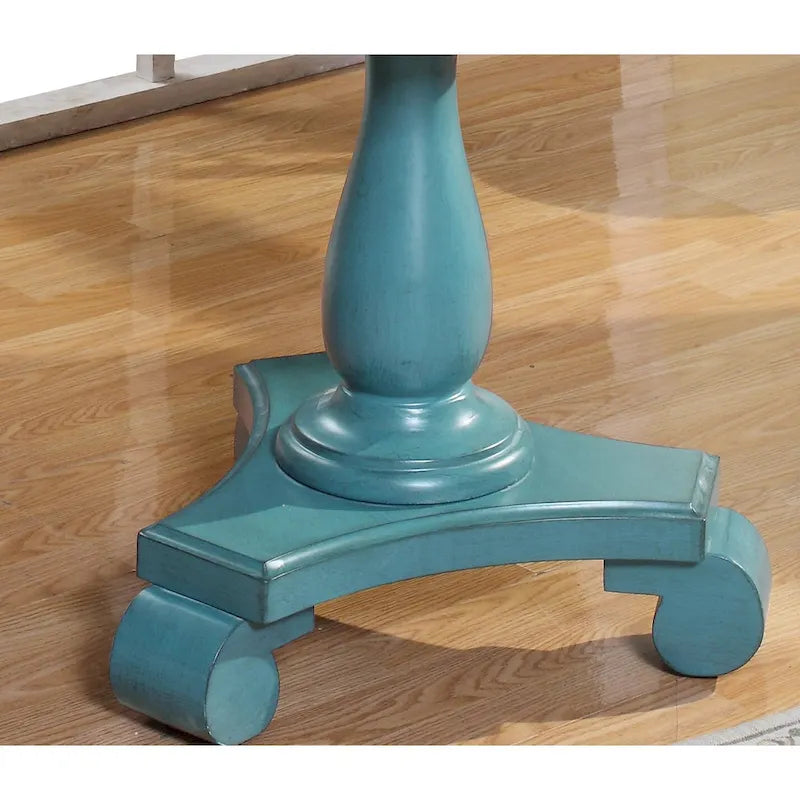 Black Round Wood Pedestal Side Table