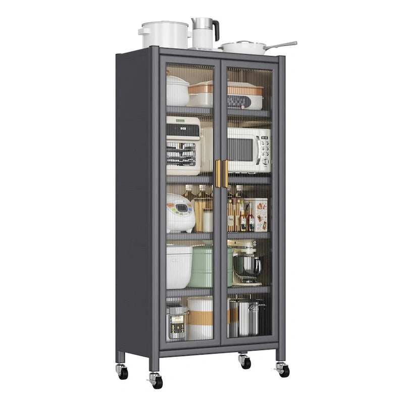 Open-door Kitchen Shelving Floor-to-ceiling Multilevel Household microwave Storage Cabinet Bowls Side Cabinets