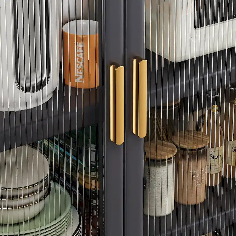 Open-door Kitchen Shelving Floor-to-ceiling Multilevel Household microwave Storage Cabinet Bowls Side Cabinets