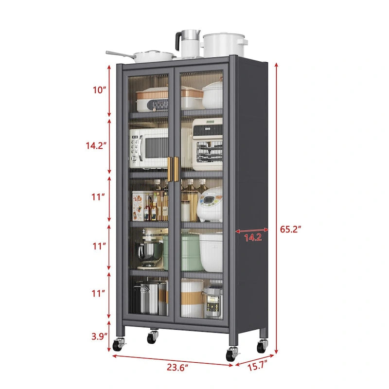 Open-door Kitchen Shelving Floor-to-ceiling Multilevel Household microwave Storage Cabinet Bowls Side Cabinets