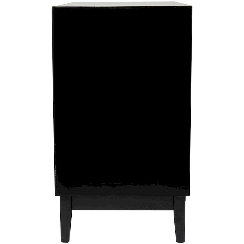 Wood 3 Drawer Cabinet with Cane Front Drawers and Gold Handles - Light Brown or Black - Roche River Decor