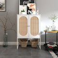 Natural rattan, Allen 2 Door high cabinet, adjustable shelf, Easy Assembly, Free Standing Cabinet for Living Room Bedroom