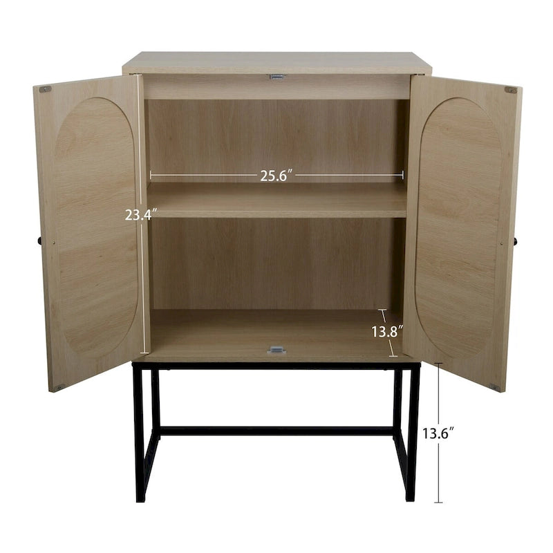Natural rattan, Allen 2 Door high cabinet, adjustable shelf, Easy Assembly, Free Standing Cabinet for Living Room Bedroom