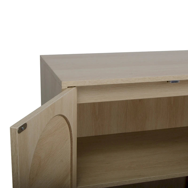 Natural rattan, Allen 2 Door high cabinet, adjustable shelf, Easy Assembly, Free Standing Cabinet for Living Room Bedroom