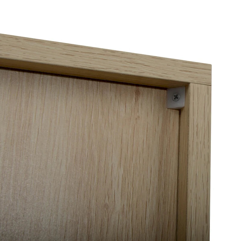 Natural rattan, Allen 2 Door high cabinet, adjustable shelf, Easy Assembly, Free Standing Cabinet for Living Room Bedroom