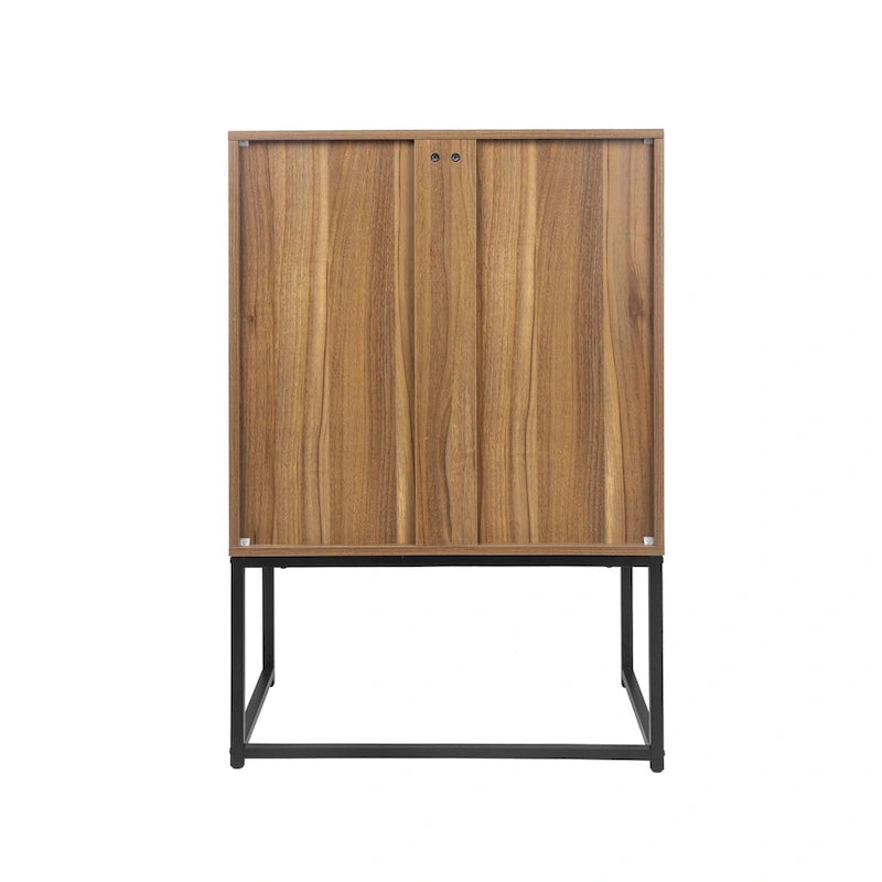 Natural rattan, Allen 2 Door high cabinet, adjustable shelf, Easy Assembly, Free Standing Cabinet for Living Room Bedroom