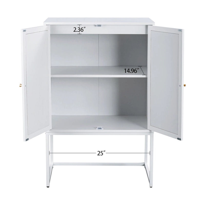 Natural rattan, Allen 2 Door high cabinet, adjustable shelf, Easy Assembly, Free Standing Cabinet for Living Room Bedroom