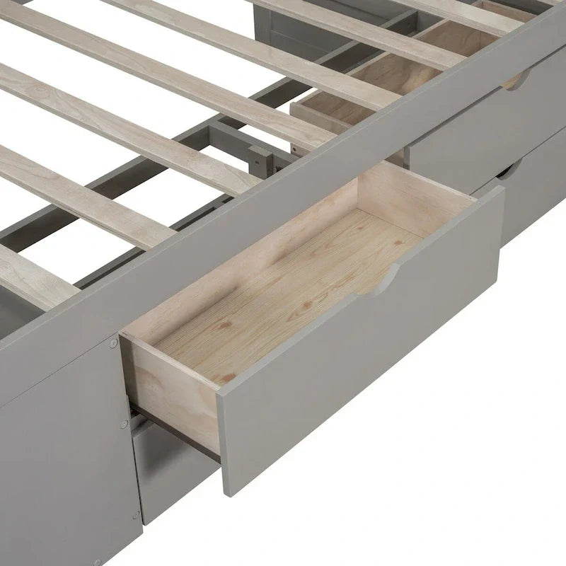 Daybed with Storage Drawers and Bookcase Shelves