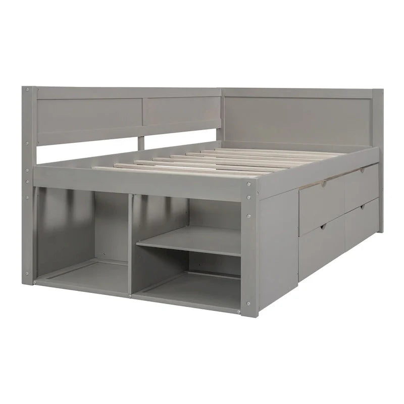 Daybed with Storage Drawers and Bookcase Shelves