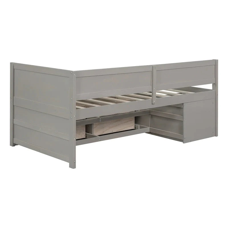 Daybed with Storage Drawers and Bookcase Shelves