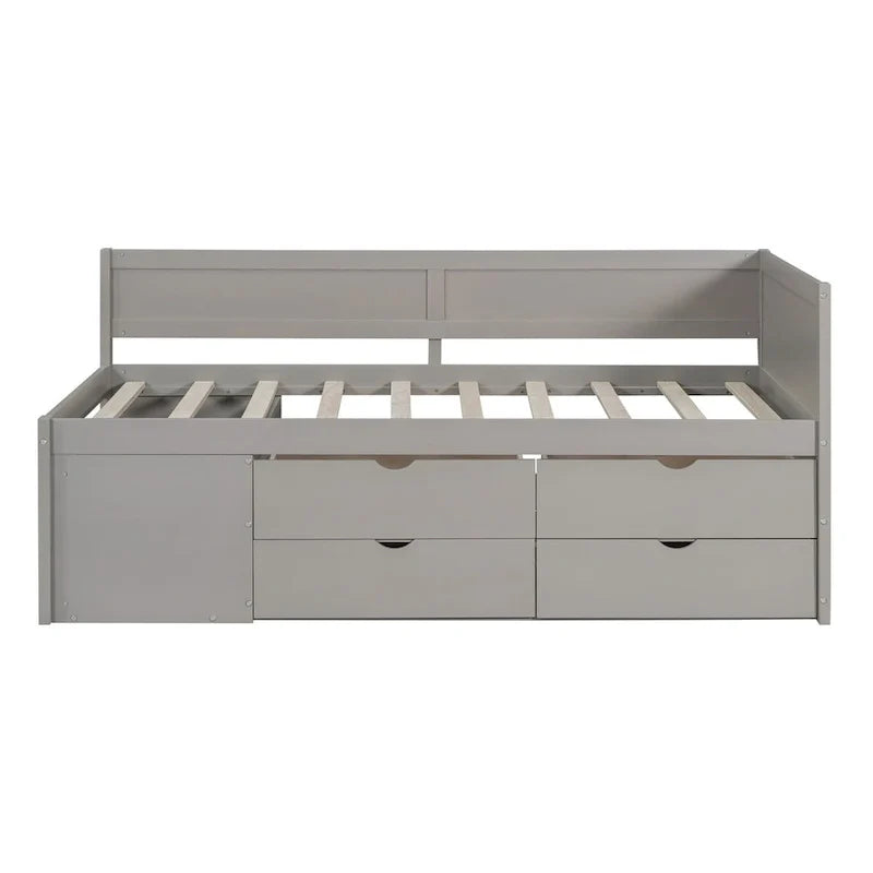 Daybed with Storage Drawers and Bookcase Shelves