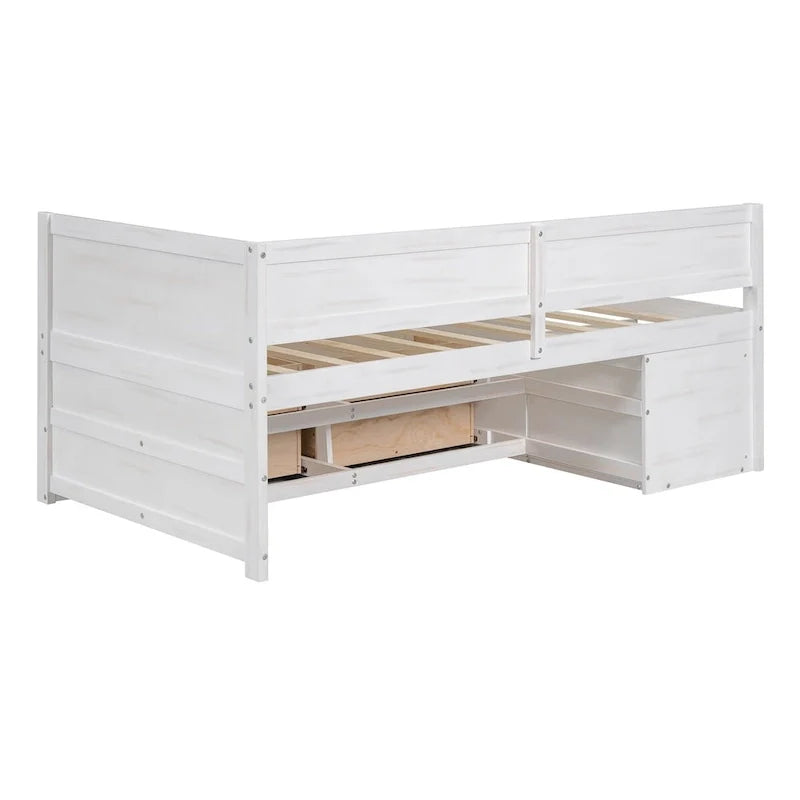 Daybed with Storage Drawers and Bookcase Shelves