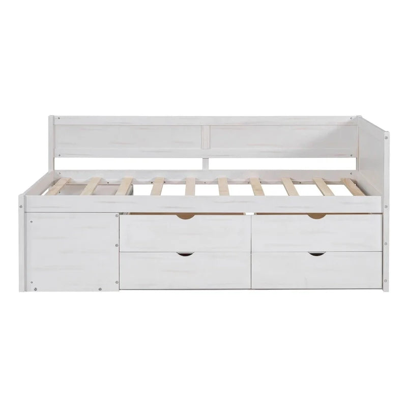 Daybed with Storage Drawers and Bookcase Shelves