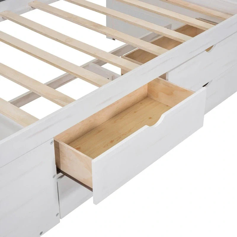 Daybed with Storage Drawers and Bookcase Shelves