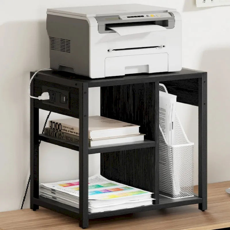 3 Tier Mobile Printer Stand with Charging Station