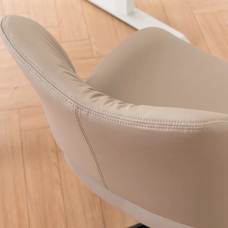 Leather Swivel Office Chair with Wheels - Armless