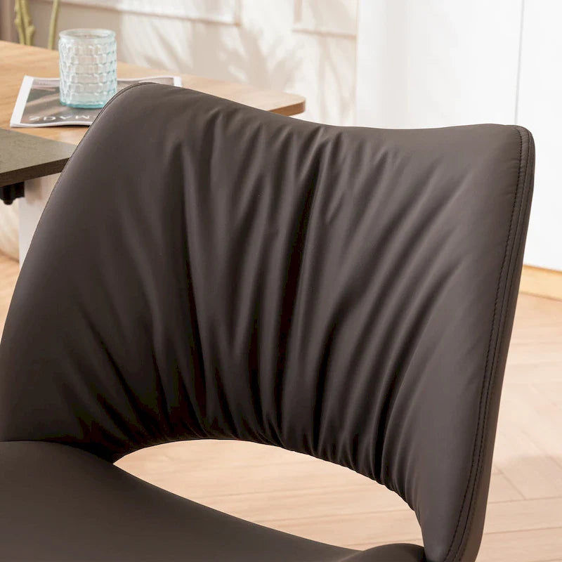 Leather Swivel Office Chair with Wheels - Armless