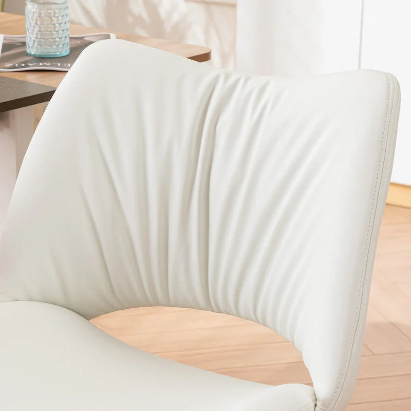 Leather Swivel Office Chair with Wheels - Armless