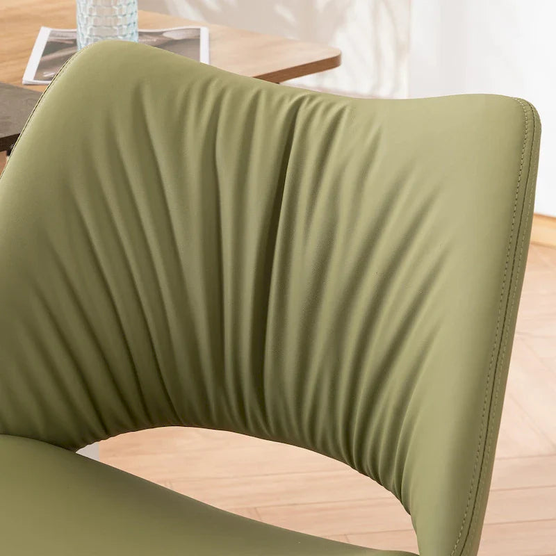 Leather Swivel Office Chair with Wheels - Armless