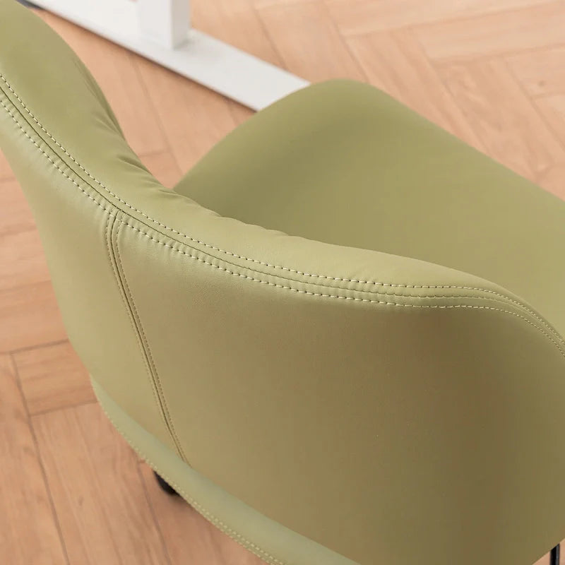 Leather Swivel Office Chair with Wheels - Armless