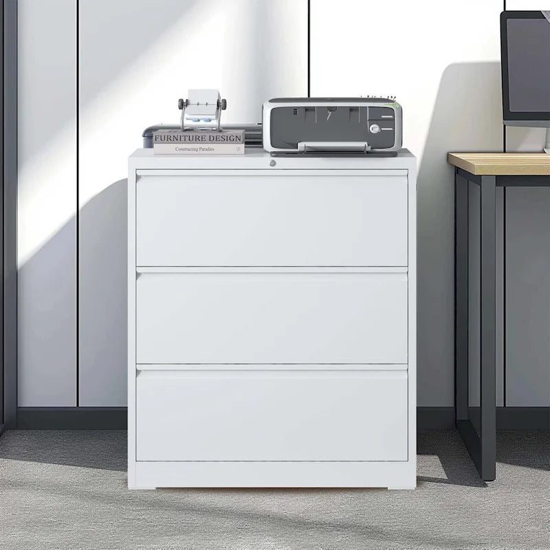3-Drawer Metal Filing Cabinet with Lock for Home Office
