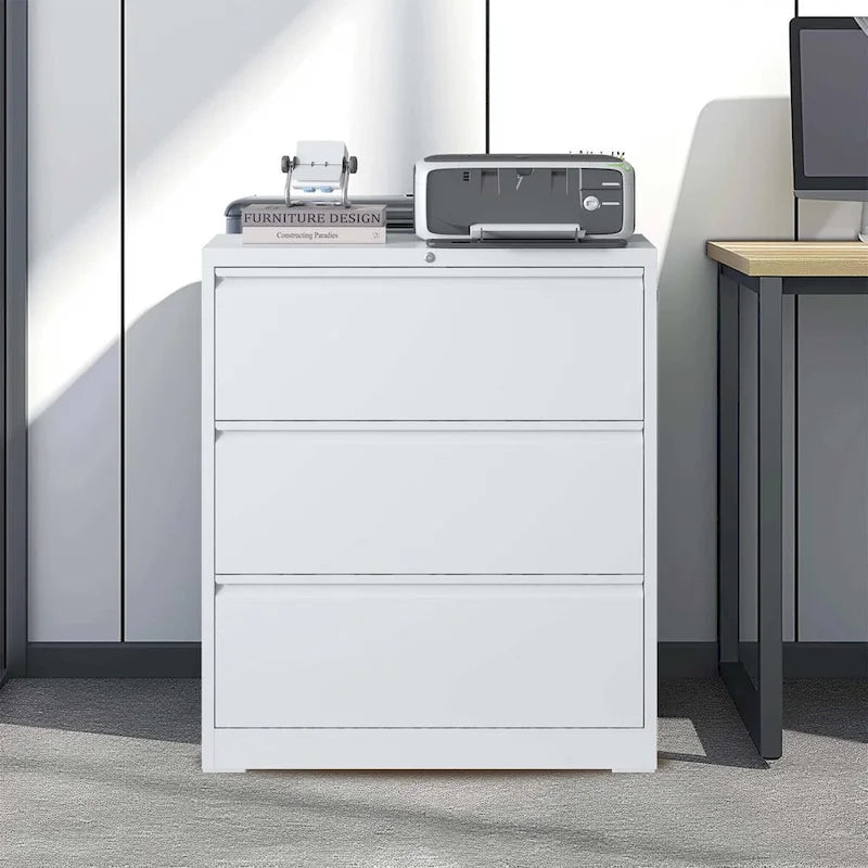 3-Drawer Metal Filing Cabinet with Lock for Home Office