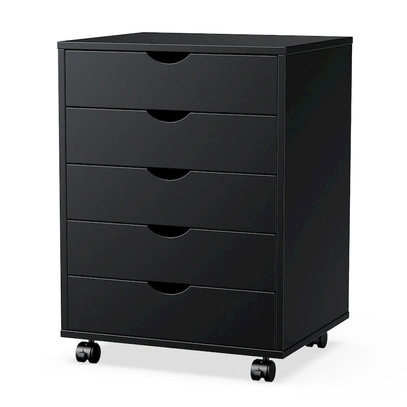 5 Drawer Chest - Storage Cabinets Dressers Wood Dresser Cabinet with Wheels Mobile Organizer Drawers for Office