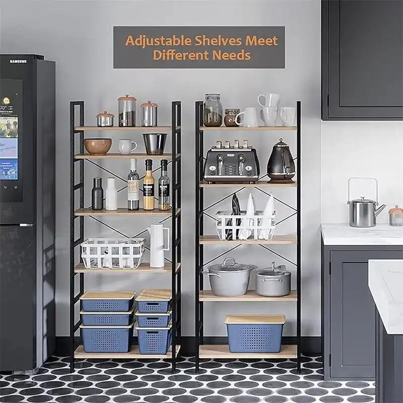 5 Tier Bookcase Adjustable Shelves