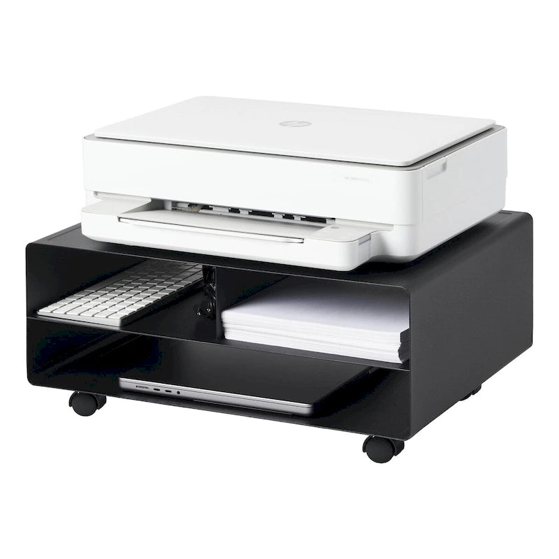 Yamazaki Home Rolling Printer Stand, Steel, Holds 59.4 lbs, Minimal Assembly - L 14.57 x W 18.9 x H 7.48 inches
