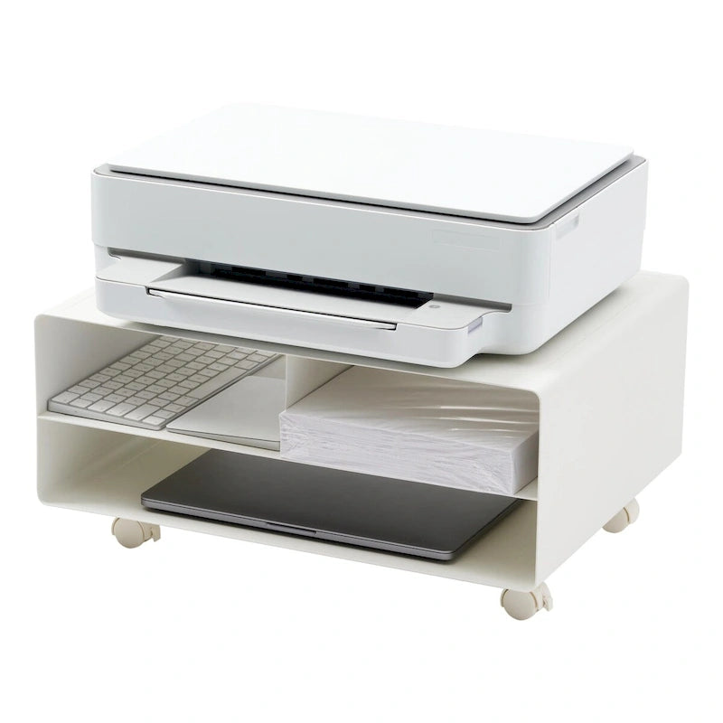 Yamazaki Home Rolling Printer Stand, Steel, Holds 59.4 lbs, Minimal Assembly - L 14.57 x W 18.9 x H 7.48 inches