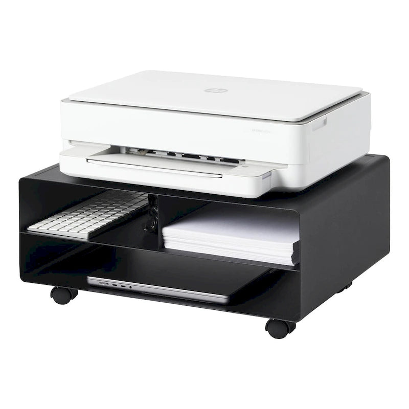 Yamazaki Home Rolling Printer Stand, Steel, Holds 59.4 lbs, Minimal Assembly - L 14.57 x W 18.9 x H 7.48 inches