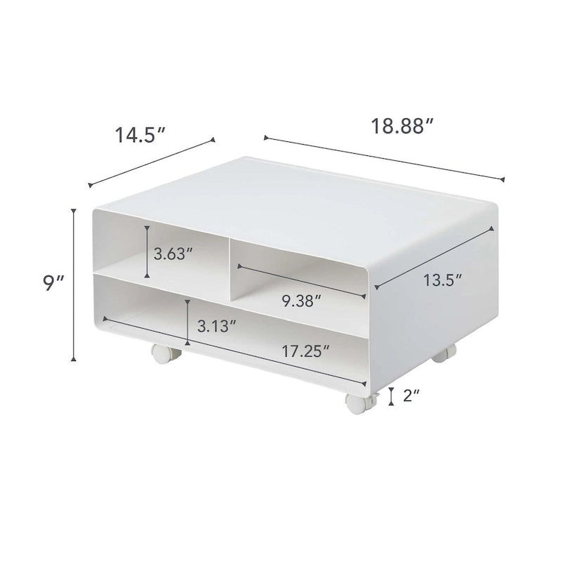 Yamazaki Home Rolling Printer Stand, Steel, Holds 59.4 lbs, Minimal Assembly - L 14.57 x W 18.9 x H 7.48 inches