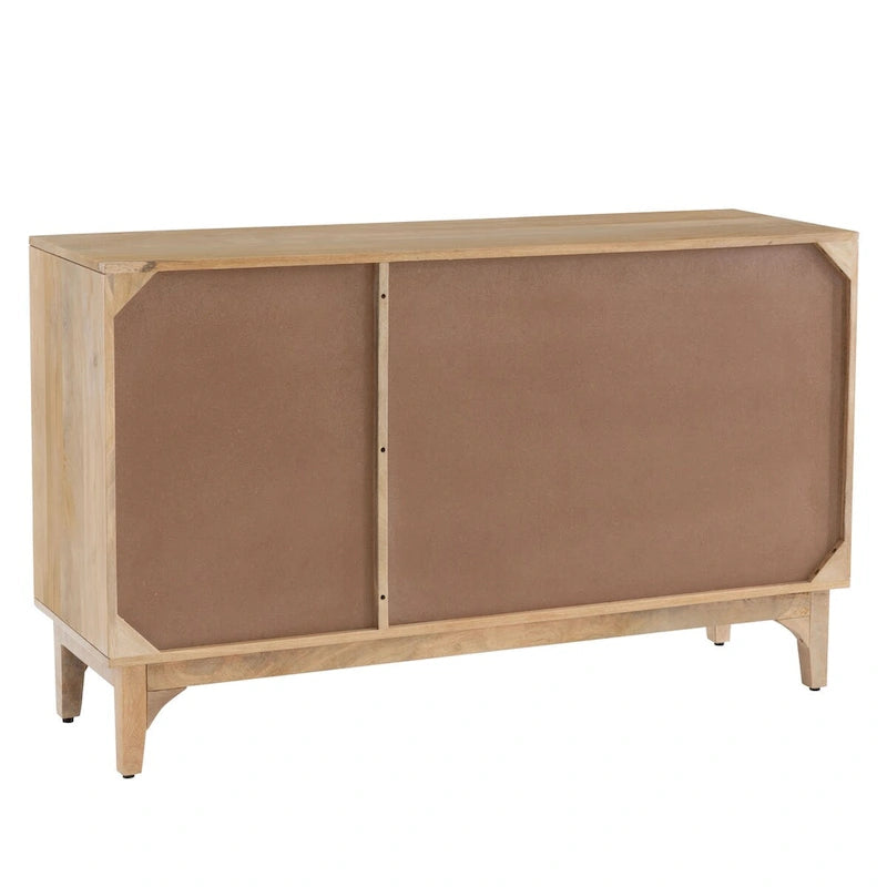 Spence Natural Mango Wood Cane 3-Door Cabinet