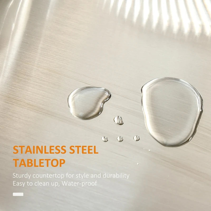 Rolling Kitchen Island on Wheels with Stainless Steel Countertop