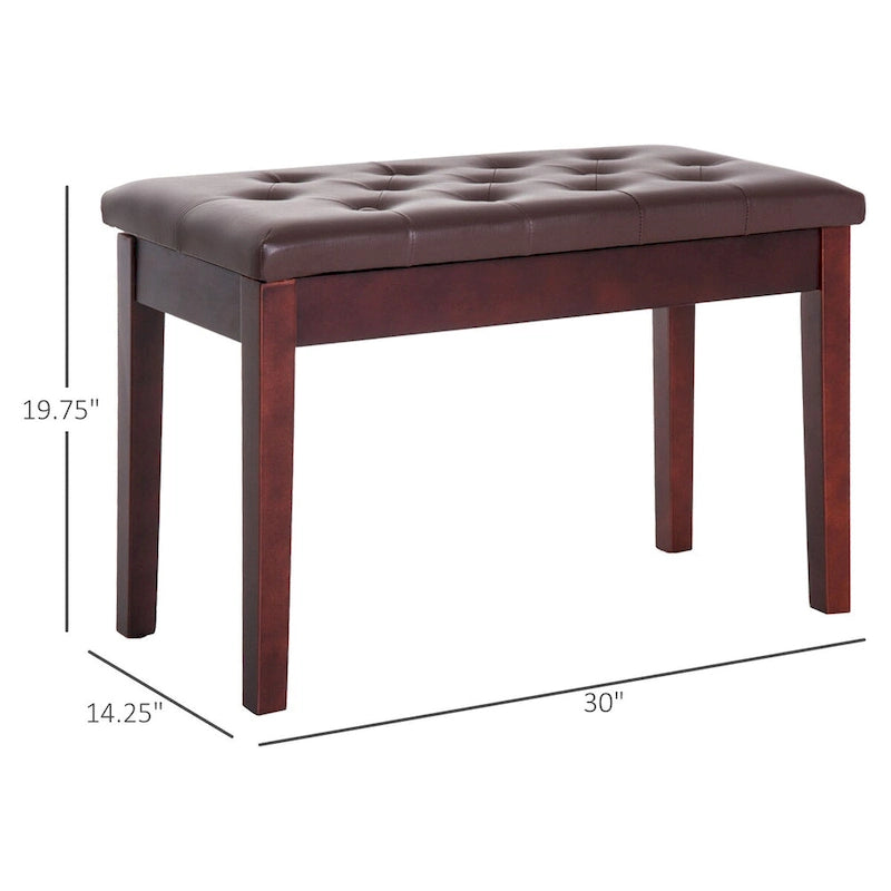 Faux Leather Button Tufted Bench with Storage and Wooden Frame