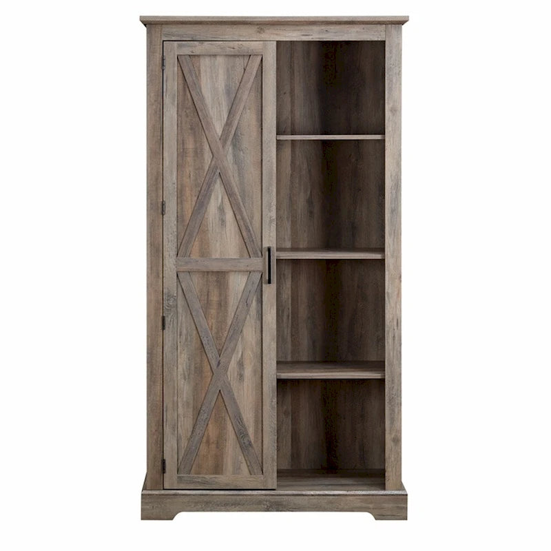 Barn Door Wood Tall Storage Cabinet
