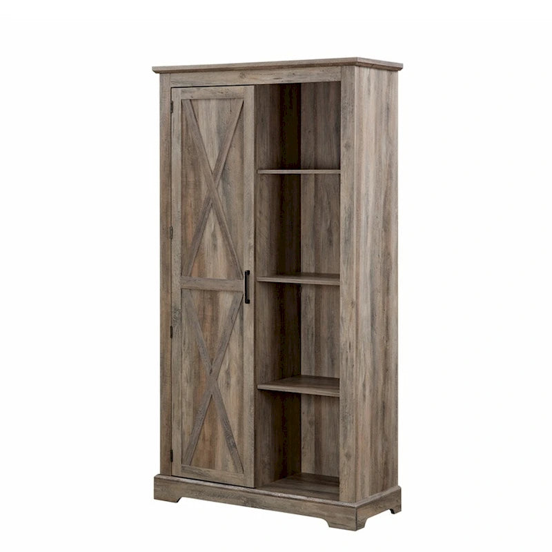 Barn Door Wood Tall Storage Cabinet