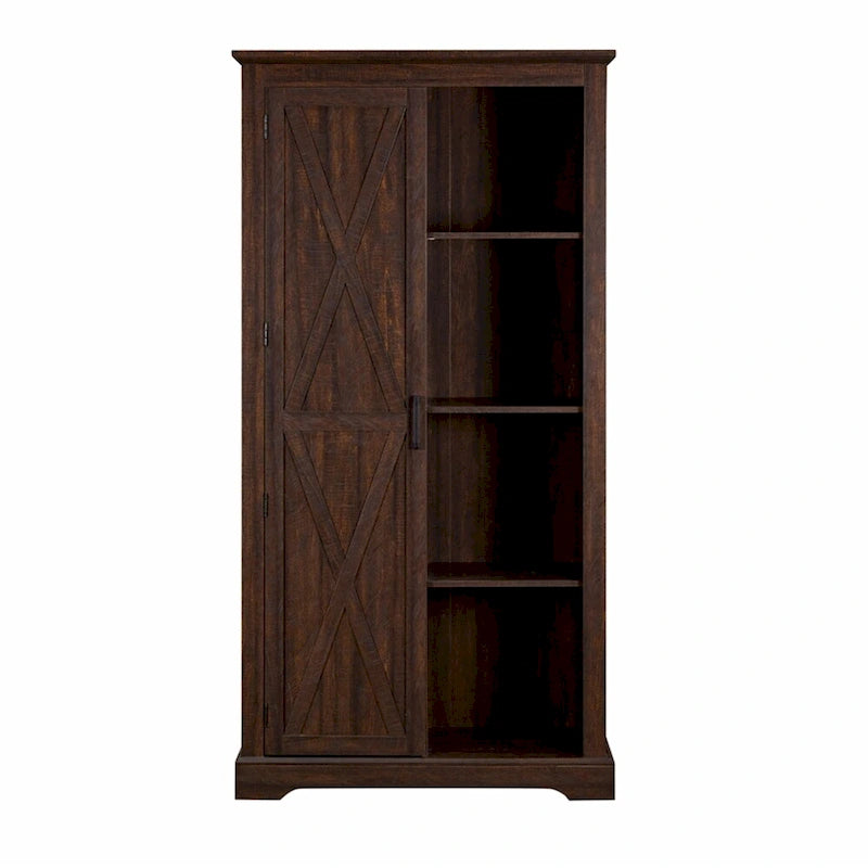 Barn Door Wood Tall Storage Cabinet