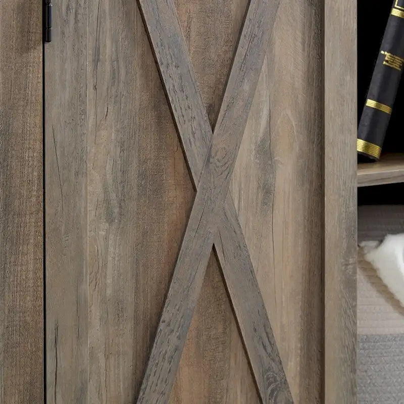 Barn Door Wood Tall Storage Cabinet