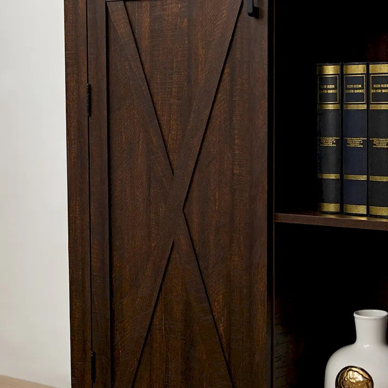 Barn Door Wood Tall Storage Cabinet