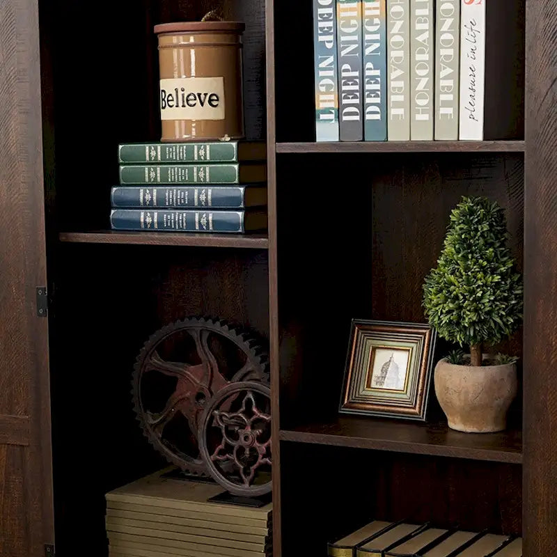 Barn Door Wood Tall Storage Cabinet