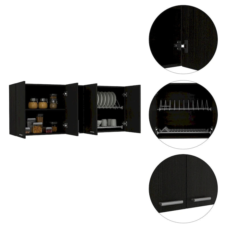 Portofino 150 Wall Cabinet, Double Door, Two External Shelves, Two Interior Shelves