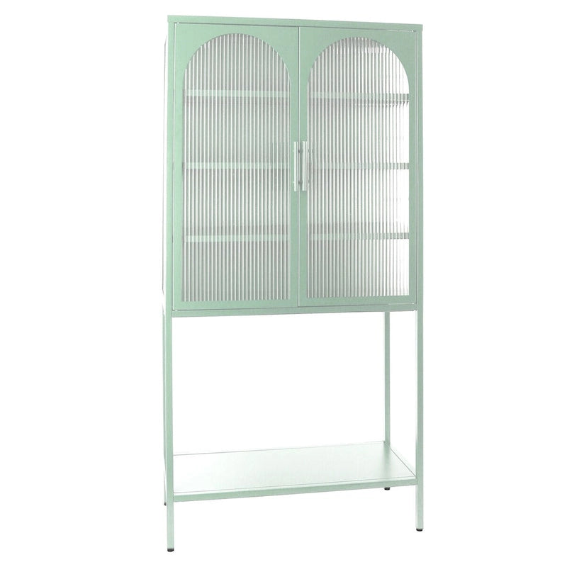 Adjustable Shelves Cabinet with 2 Glass Arched Doors