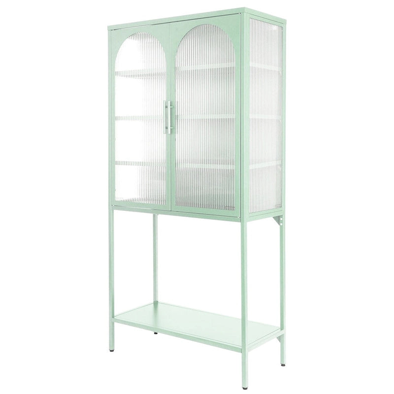 Adjustable Shelves Cabinet with 2 Glass Arched Doors