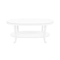 Rustic White Wood Coffee Table with Two Shelves