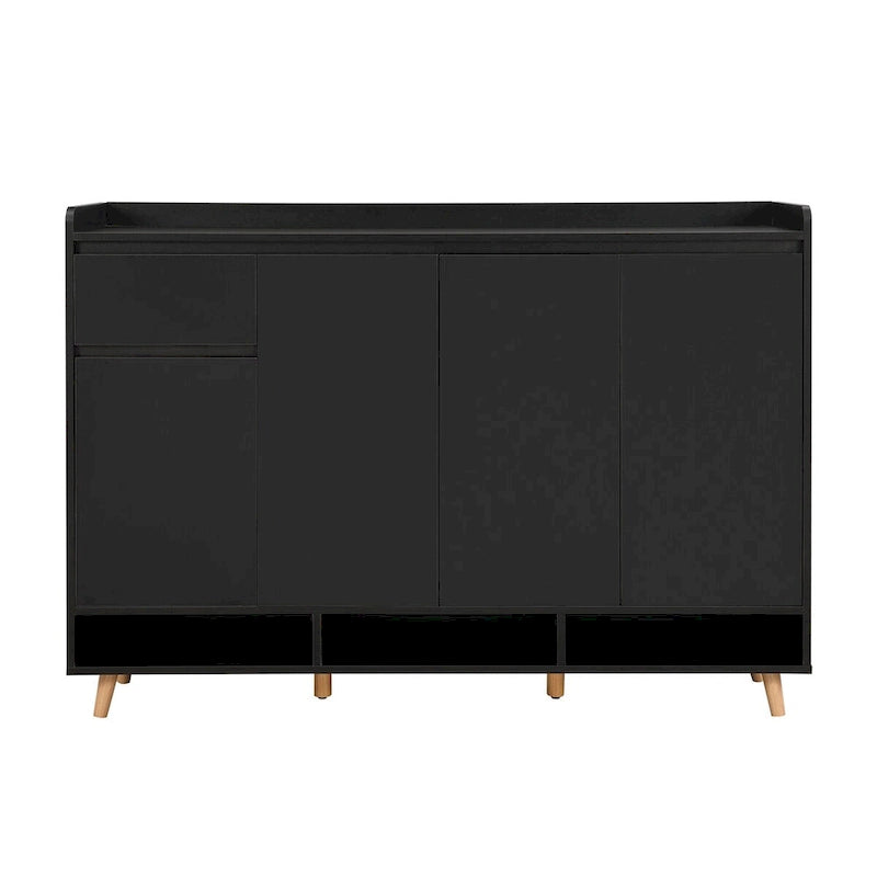 Shoe Cabinet with Adjustable Shelves, Minimalist Home Organizer with Solid Wood Legs,Storage Sideboard