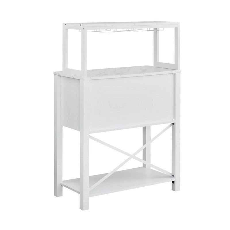 32 in. Wood Buffet Bar Cabinet with Wine Rack - Holds up to 9 Bottles