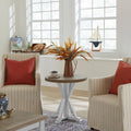 White Round End Table with Gray Top for Living Room